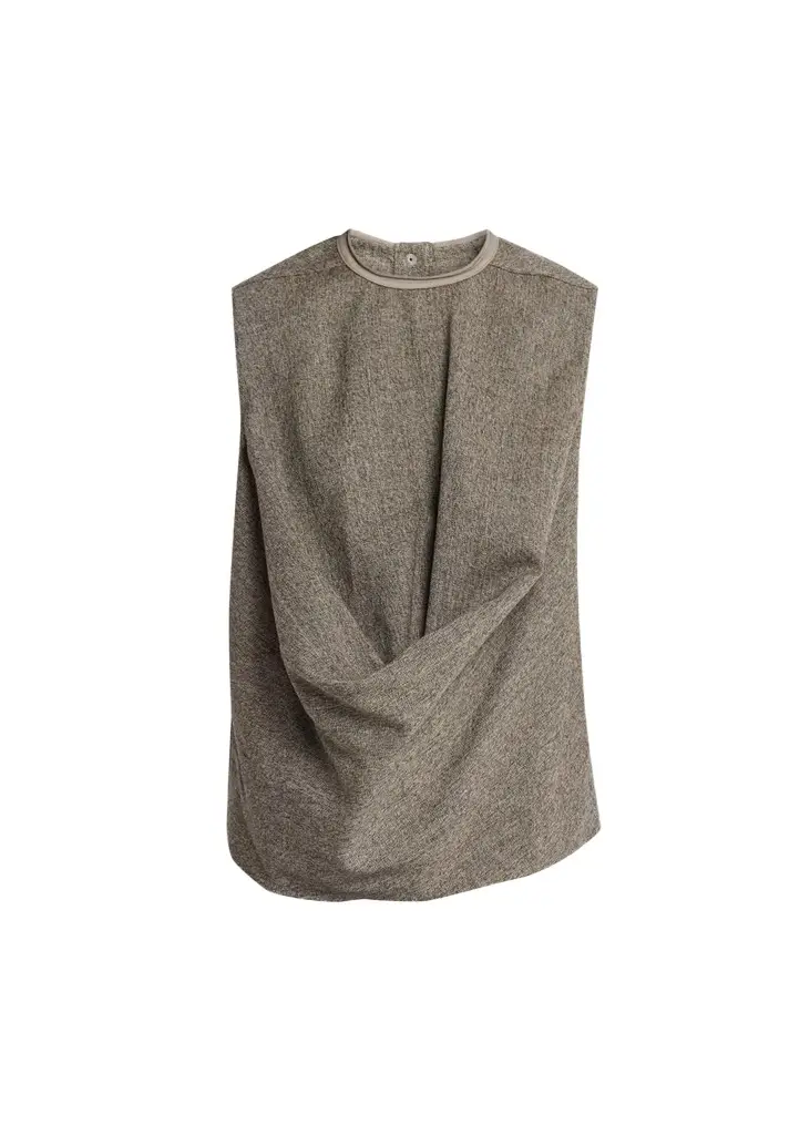 Rick Owens Subhuman Draped Melange Wool Sleeveless Top