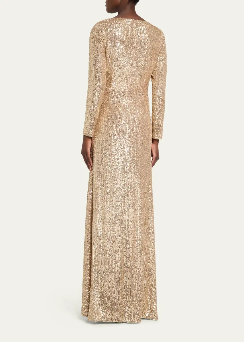 Rickie Freeman for Teri Jon Surplice Sequin A-Line Gown | Thumbnail 3