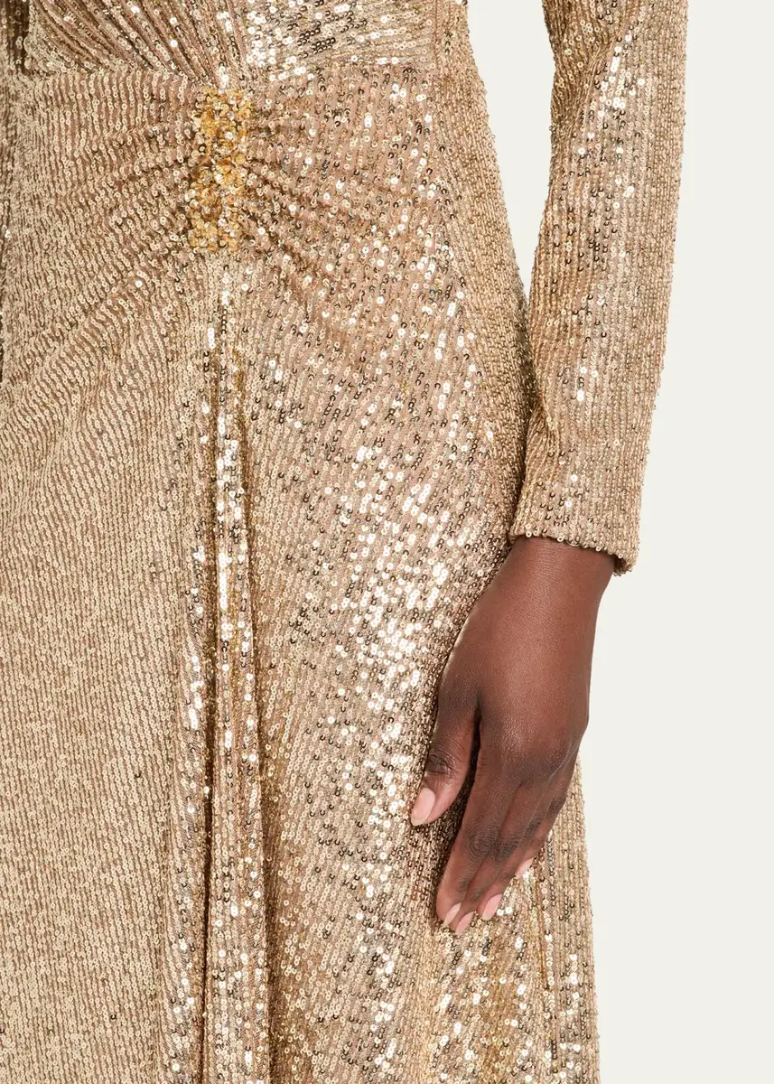 Rickie Freeman for Teri Jon Surplice Sequin A-Line Gown | Thumbnail 5