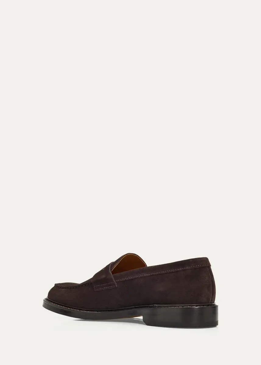 Doucals Men's Siena Suede Moc-Toe Penny Loafers | Thumbnail 2 Doucals Men's Siena Suede Moc-Toe Penny Loafers | Thumbnail 2