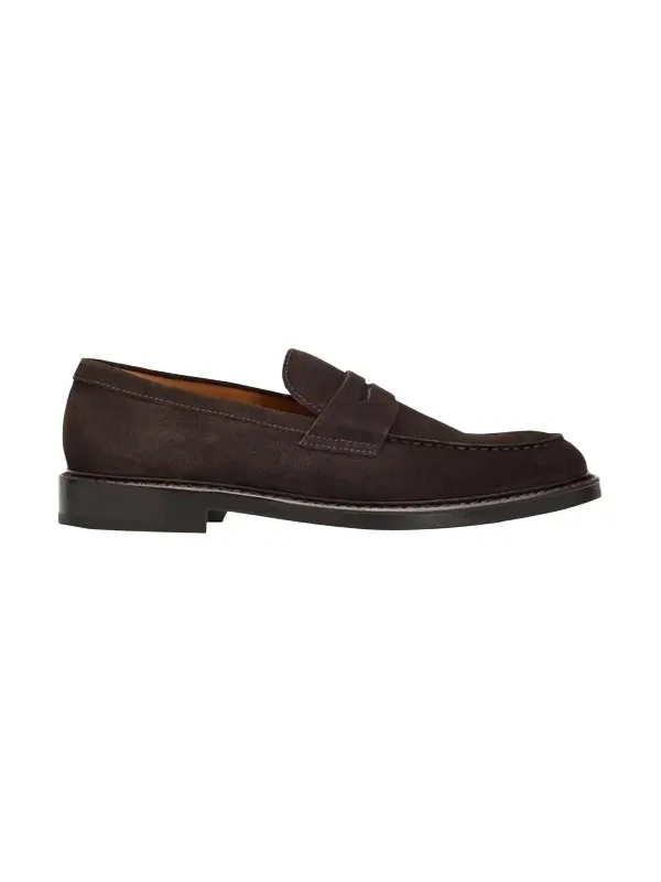 Doucals Men's Siena Suede Moc-Toe Penny Loafers