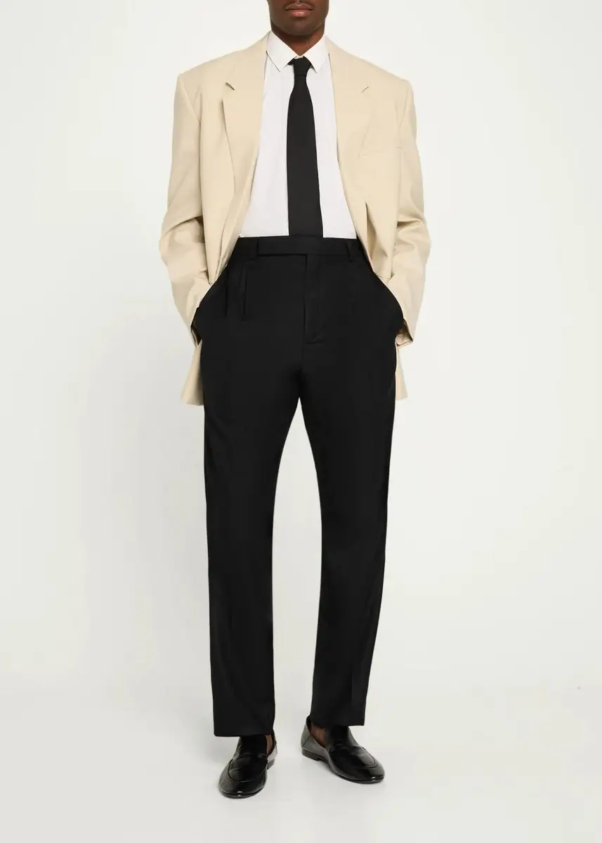 Saint Laurent Men's Pleated Wool Trousers | Thumbnail 2 Saint Laurent Men's Pleated Wool Trousers | Thumbnail 2