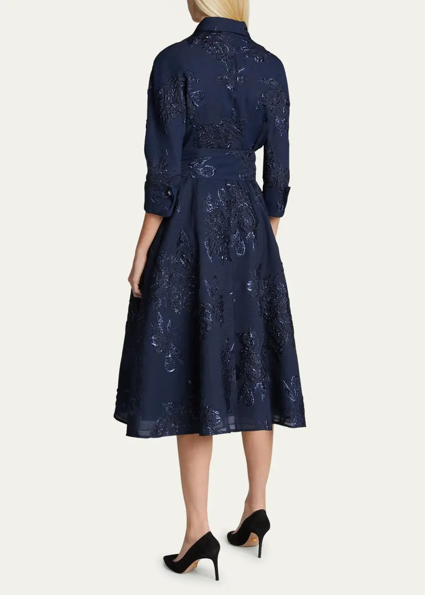 Rickie Freeman for Teri Jon Metallic Jacquard Belted Shirtdress | Thumbnail 7 Rickie Freeman for Teri Jon Metallic Jacquard Belted Shirtdress | Thumbnail 7