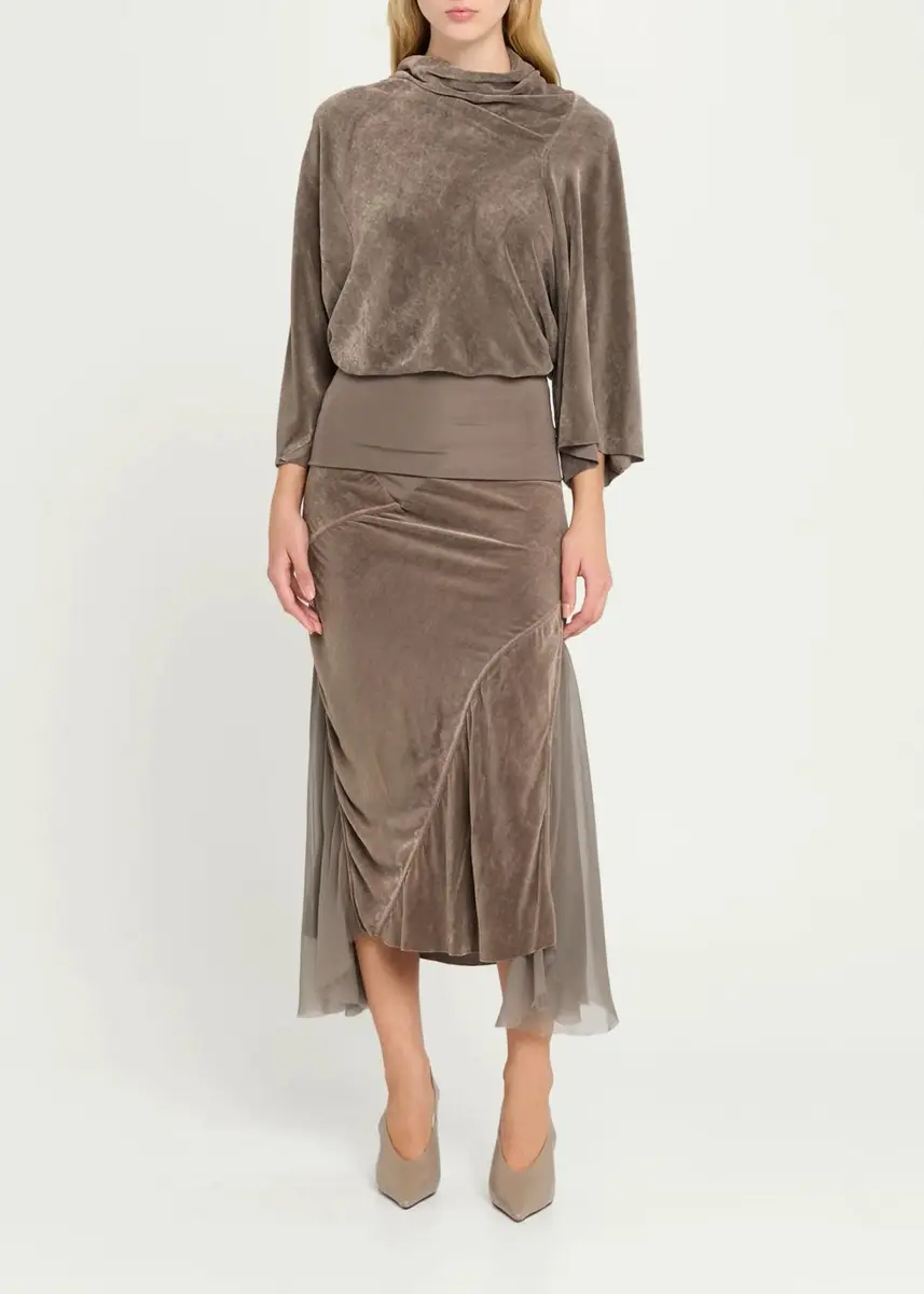 Rick Owens Cylinder Velvet Crêpe Flare-Sleeve Top | Thumbnail 2 Rick Owens Cylinder Velvet Crêpe Flare-Sleeve Top | Thumbnail 2