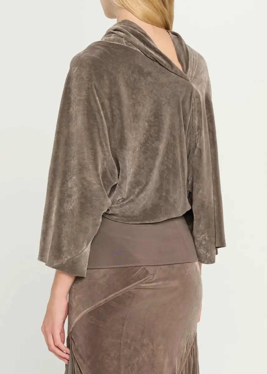 Rick Owens Cylinder Velvet Crêpe Flare-Sleeve Top | Thumbnail 3 Rick Owens Cylinder Velvet Crêpe Flare-Sleeve Top | Thumbnail 3