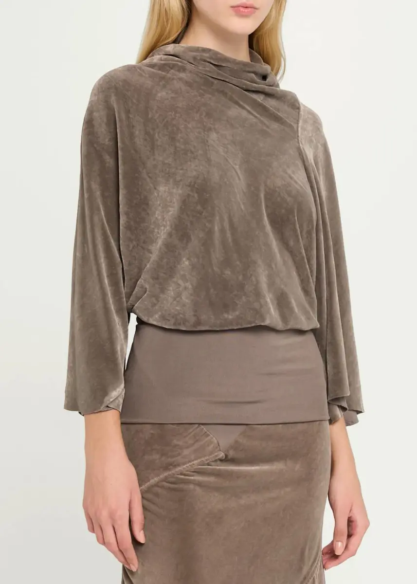 Rick Owens Cylinder Velvet Crêpe Flare-Sleeve Top | Thumbnail 4 Rick Owens Cylinder Velvet Crêpe Flare-Sleeve Top | Thumbnail 4