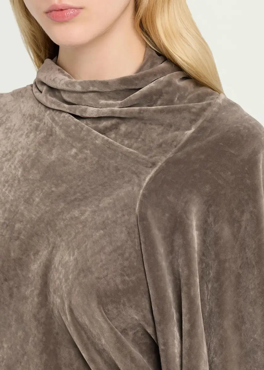 Rick Owens Cylinder Velvet Crêpe Flare-Sleeve Top | Thumbnail 5 Rick Owens Cylinder Velvet Crêpe Flare-Sleeve Top | Thumbnail 5