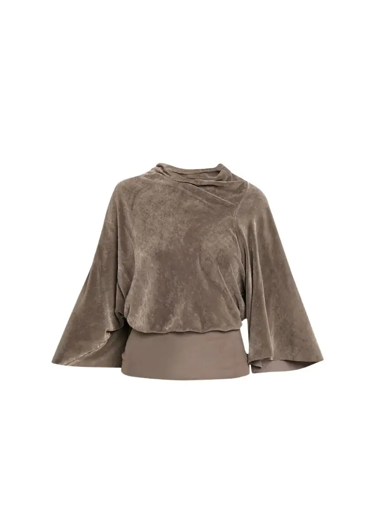 Rick Owens Cylinder Velvet Crêpe Flare-Sleeve Top