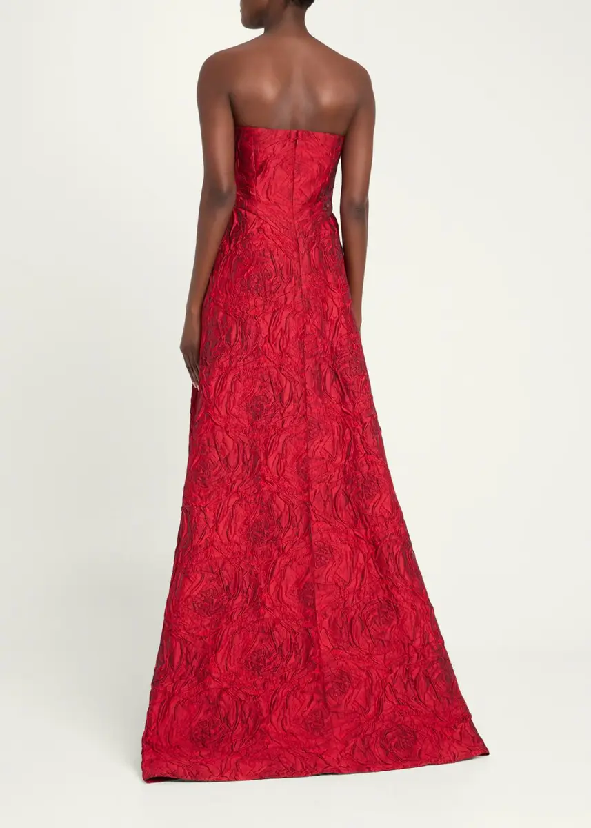 Rickie Freeman for Teri Jon Strapless Floral Jacquard A-Line Gown | Thumbnail 3 Rickie Freeman for Teri Jon Strapless Floral Jacquard A-Line Gown | Thumbnail 3