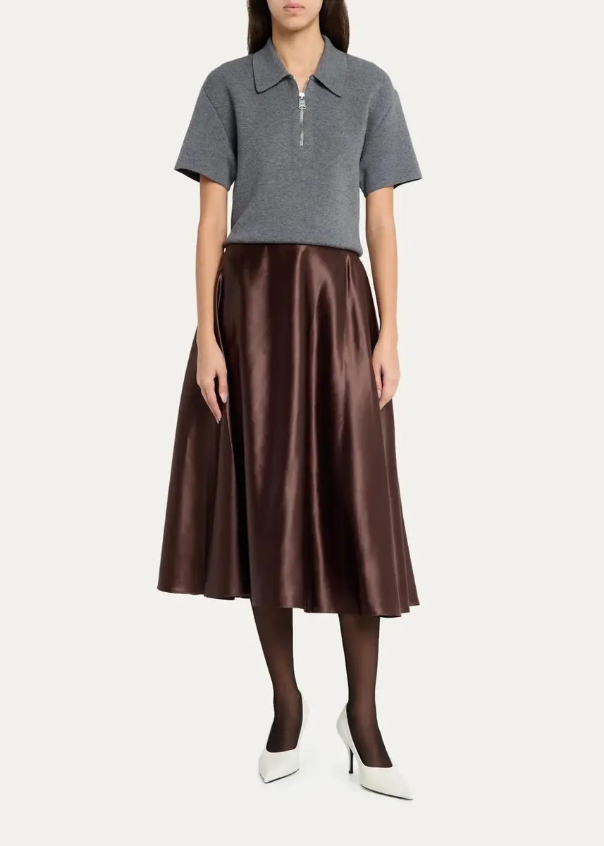 Willy Chavarria Lorretta Satin Midi A-Line Skirt | Thumbnail 2