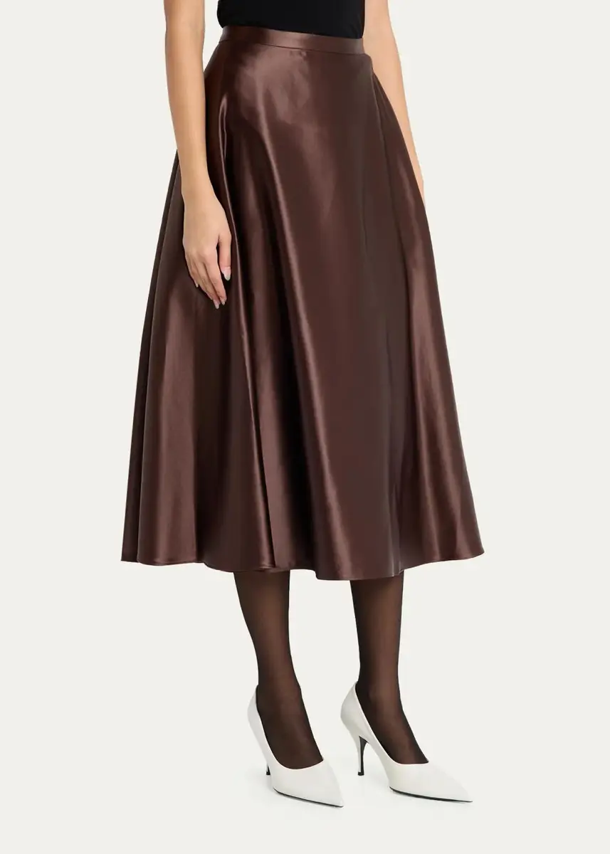 Willy Chavarria Lorretta Satin Midi A-Line Skirt | Thumbnail 4