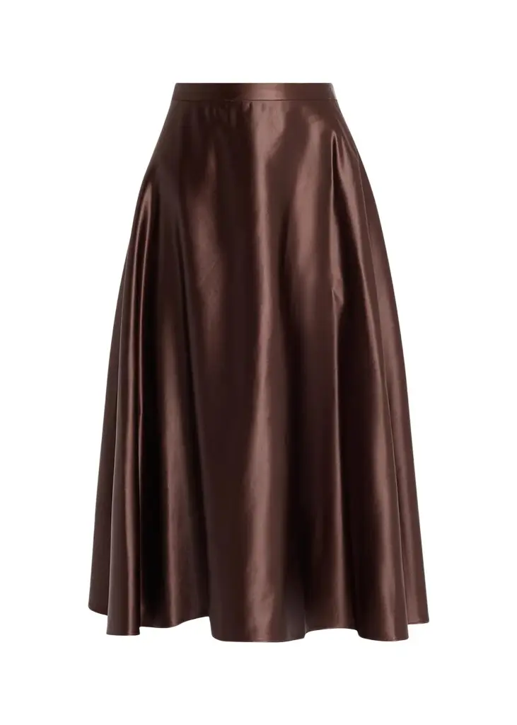 Lorretta Satin Midi A-Line Skirt Lorretta Satin Midi A-Line Skirt