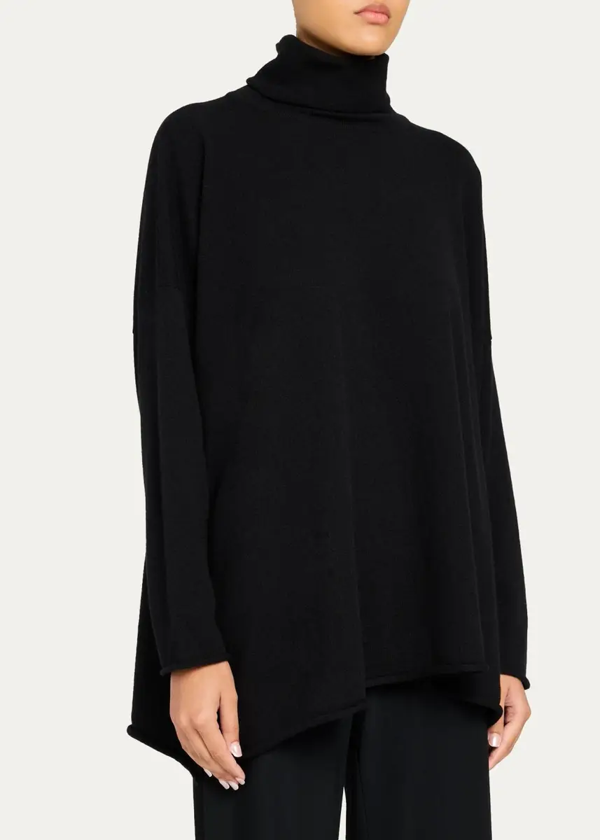 Eskandar Cashmere A-Line Scrunch Neck Sweater - Long Length | Thumbnail 9 Eskandar Cashmere A-Line Scrunch Neck Sweater - Long Length | Thumbnail 9