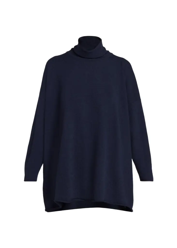 Eskandar Cashmere A-Line Scrunch Neck Sweater - Long Length