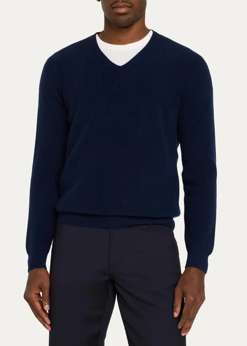 Fioroni Men's Rib-Knit Baby Cashmere Sweater | Thumbnail 4 Fioroni Men's Rib-Knit Baby Cashmere Sweater | Thumbnail 4