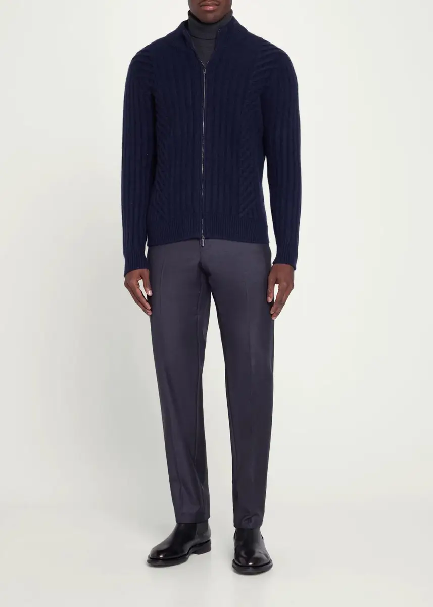 Cesare Attolini Men's Rib-Knit Cashmere Jacket | Thumbnail 2