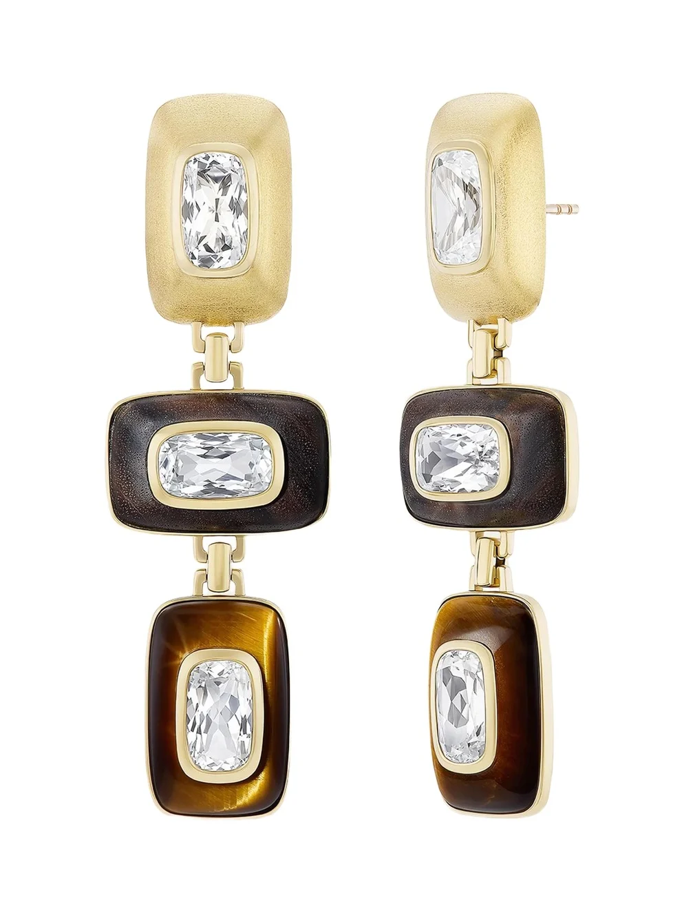 18K Yellow Gold, Tiger's Eye & Topaz Drop Earrings 18K Yellow Gold, Tiger's Eye & Topaz Drop Earrings