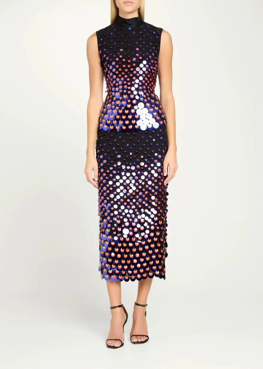 Christopher John Rogers Sequined Silk Chiffon Midi Pencil Skirt | Thumbnail 2