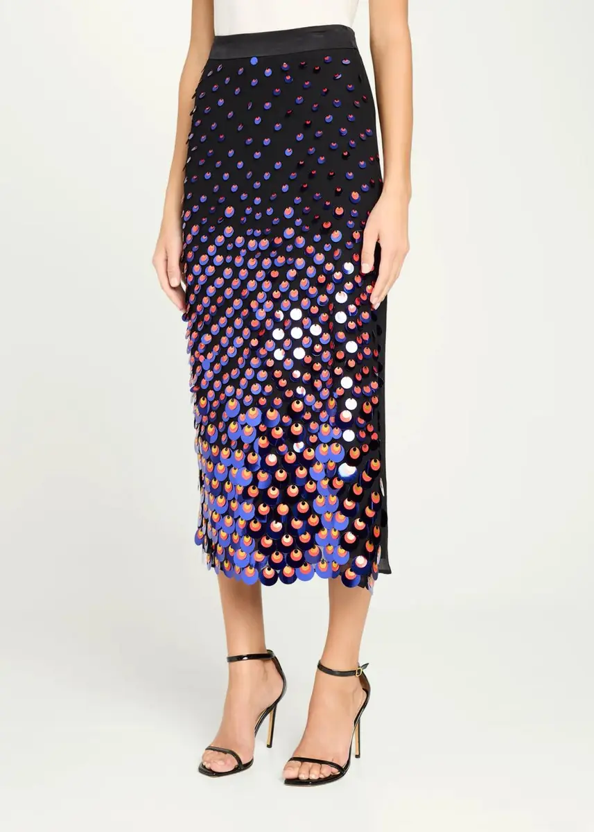 Christopher John Rogers Sequined Silk Chiffon Midi Pencil Skirt | Thumbnail 4