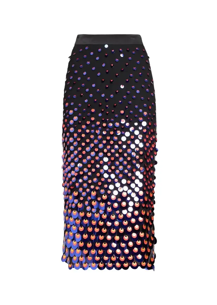 Sequined Silk Chiffon Midi Pencil Skirt Sequined Silk Chiffon Midi Pencil Skirt