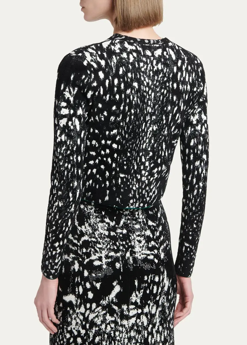 TOM FORD Boutique Lynx Jacquard Compact Velvet Knit Crewneck Cardigan | Thumbnail 3 TOM FORD Boutique Lynx Jacquard Compact Velvet Knit Crewneck Cardigan | Thumbnail 3