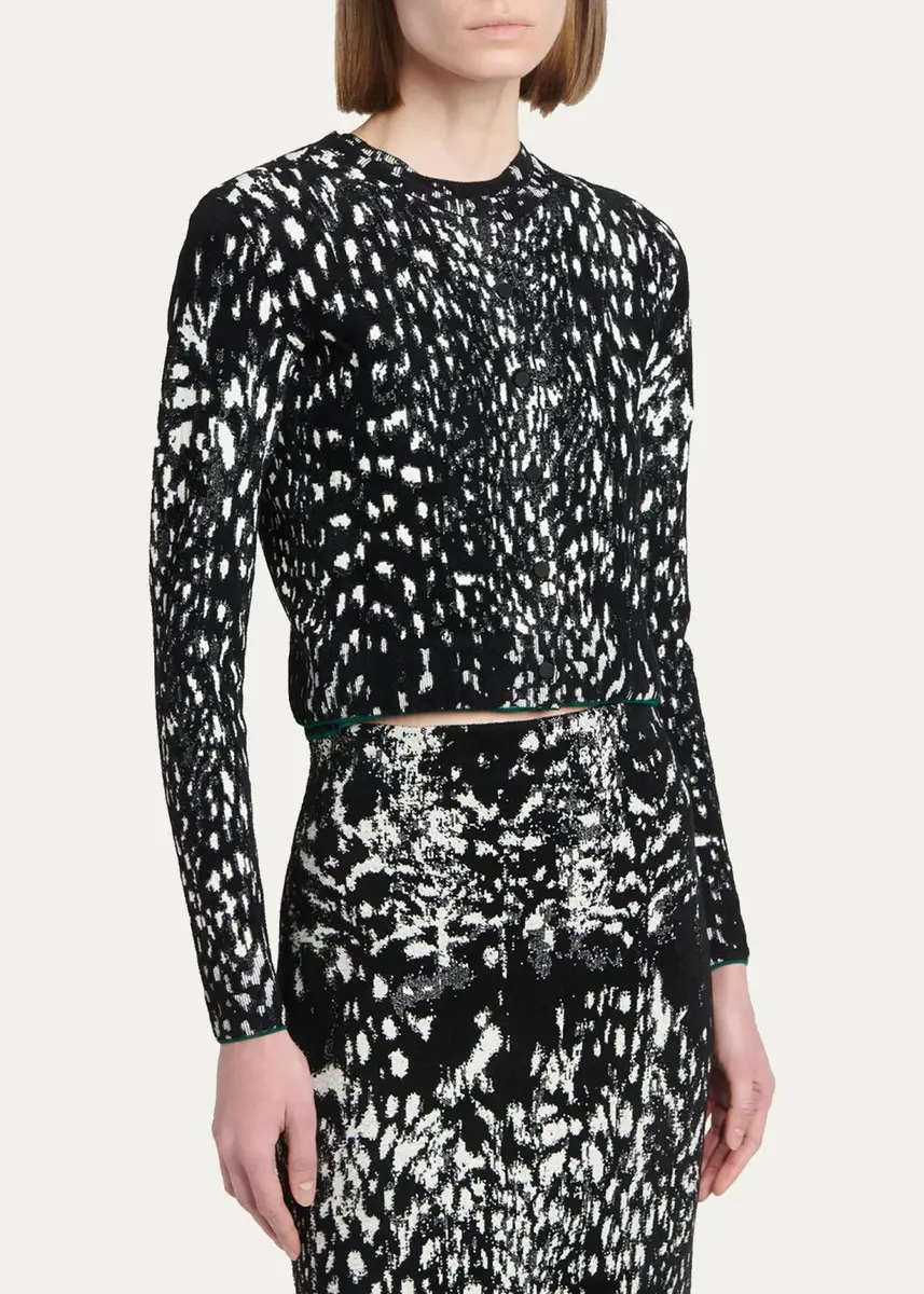 TOM FORD Boutique Lynx Jacquard Compact Velvet Knit Crewneck Cardigan | Thumbnail 4 TOM FORD Boutique Lynx Jacquard Compact Velvet Knit Crewneck Cardigan | Thumbnail 4