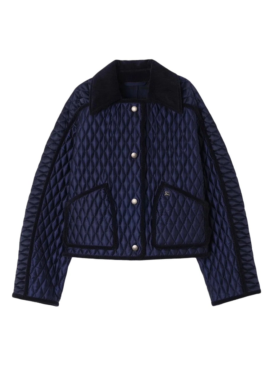 Burberry Floriston Corduroy-Trim Quilted Barn Jacket