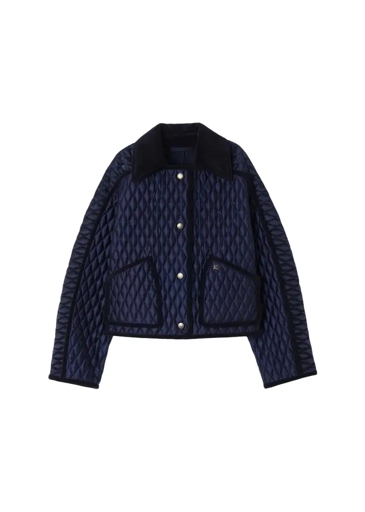 Burberry Floriston Corduroy-Trim Quilted Barn Jacket