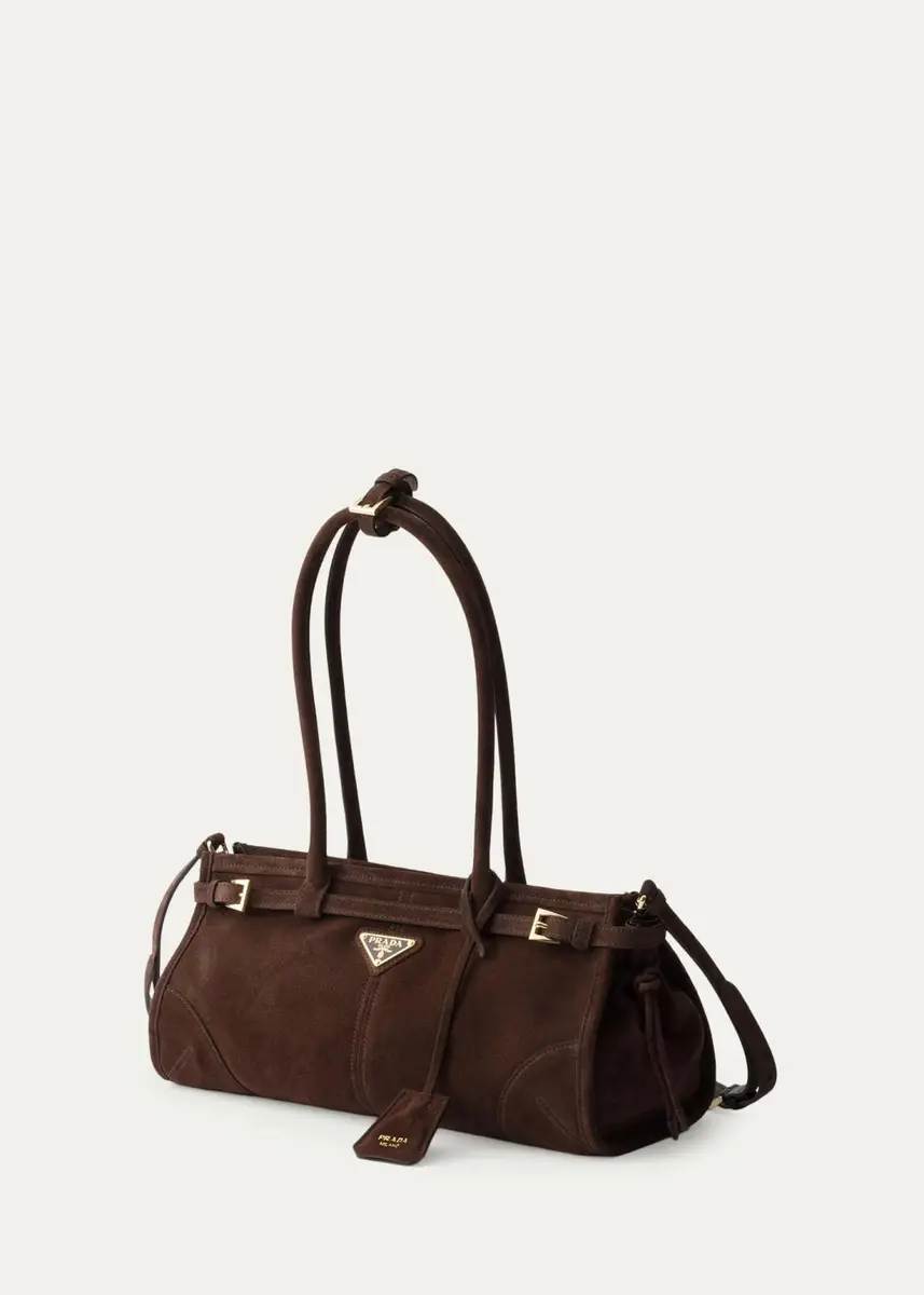 Prada Bonnie Medium Suede Shoulder Bag | Thumbnail 3 Prada Bonnie Medium Suede Shoulder Bag | Thumbnail 3
