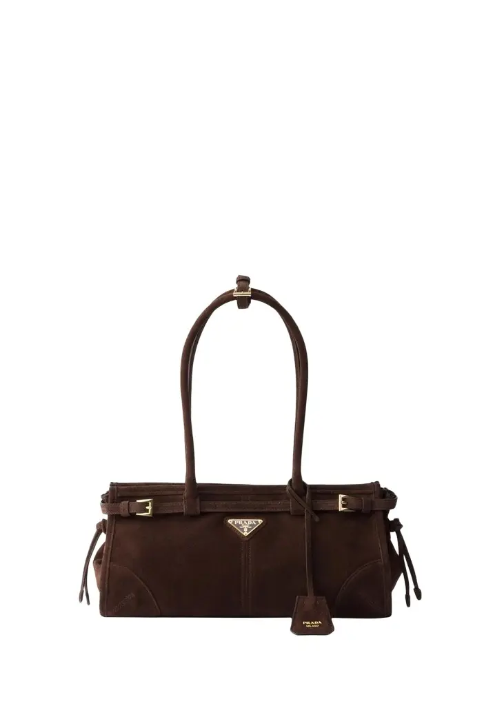 Prada Bonnie Medium Suede Shoulder Bag