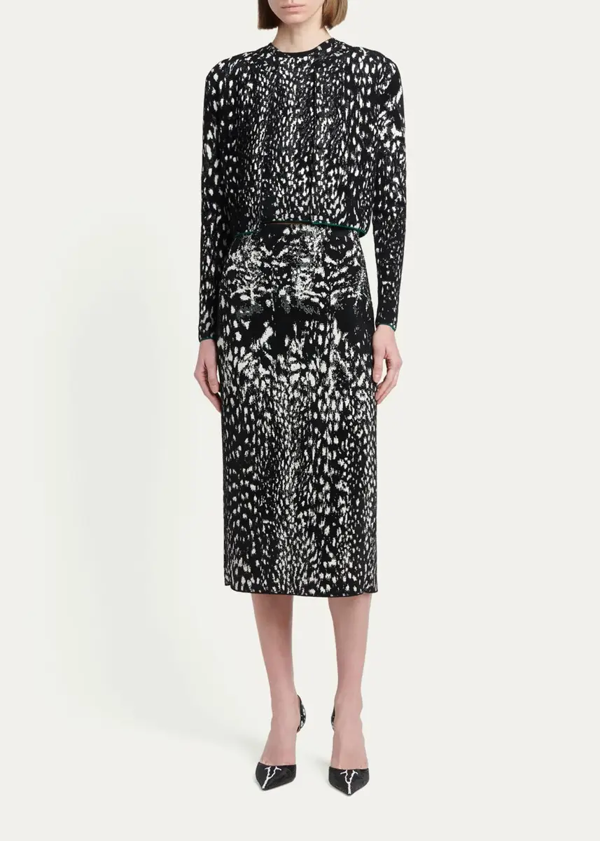 Tom Ford Lynx Jacquard Compact Velvet Knit Pencil Skirt | Thumbnail 2 Tom Ford Lynx Jacquard Compact Velvet Knit Pencil Skirt | Thumbnail 2