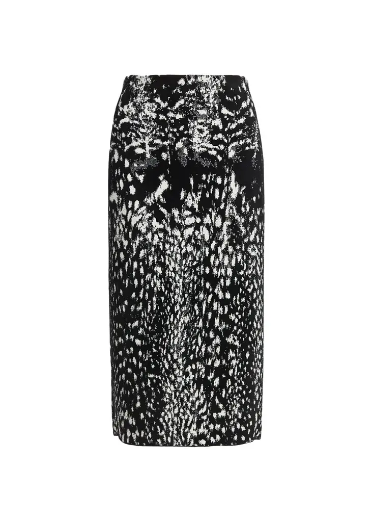 Lynx Jacquard Compact Velvet Knit Pencil Skirt Lynx Jacquard Compact Velvet Knit Pencil Skirt
