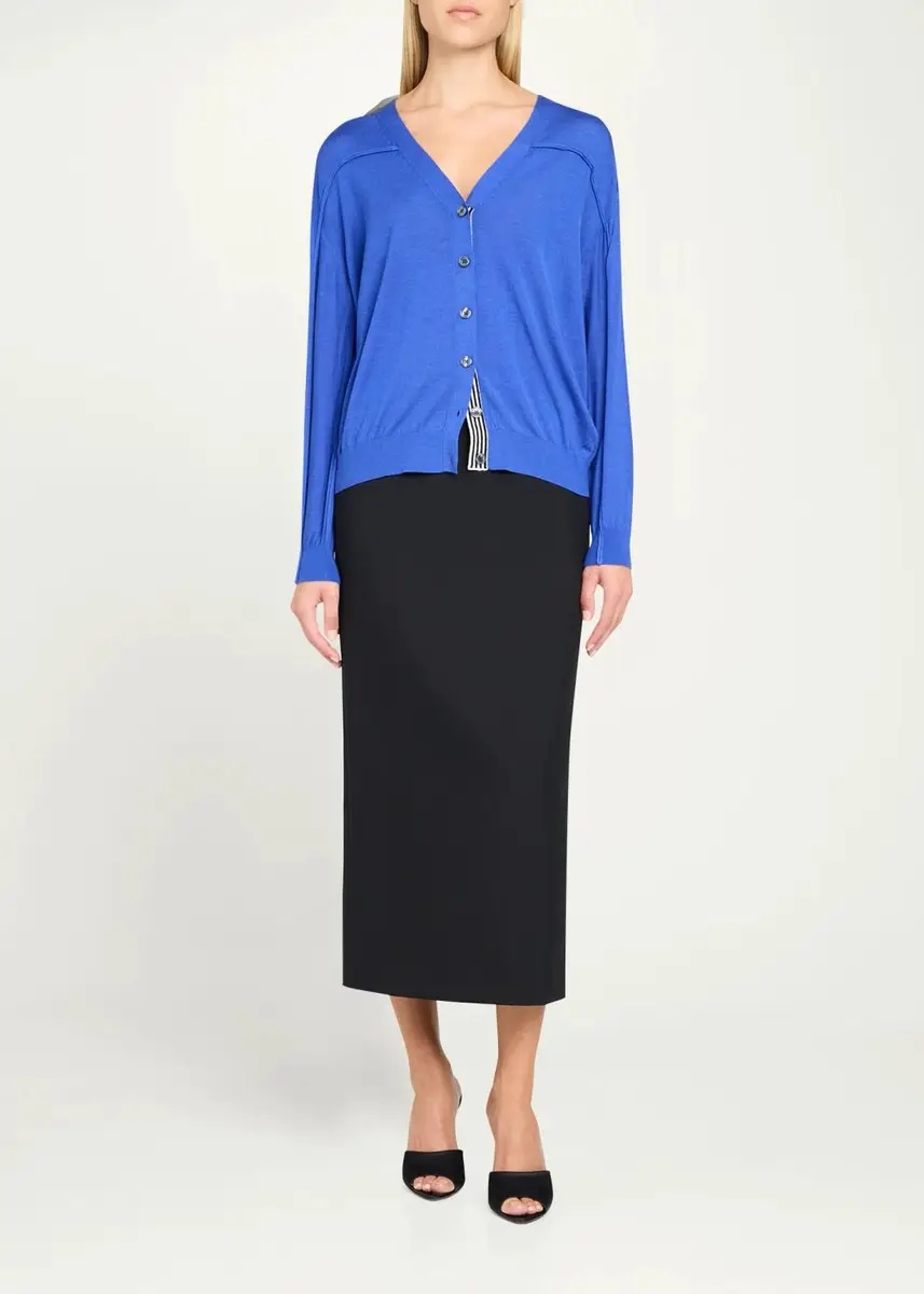 Christopher John Rogers Lightweight Silk-Blend V-Neck Cardigan | Thumbnail 2 Christopher John Rogers Lightweight Silk-Blend V-Neck Cardigan | Thumbnail 2