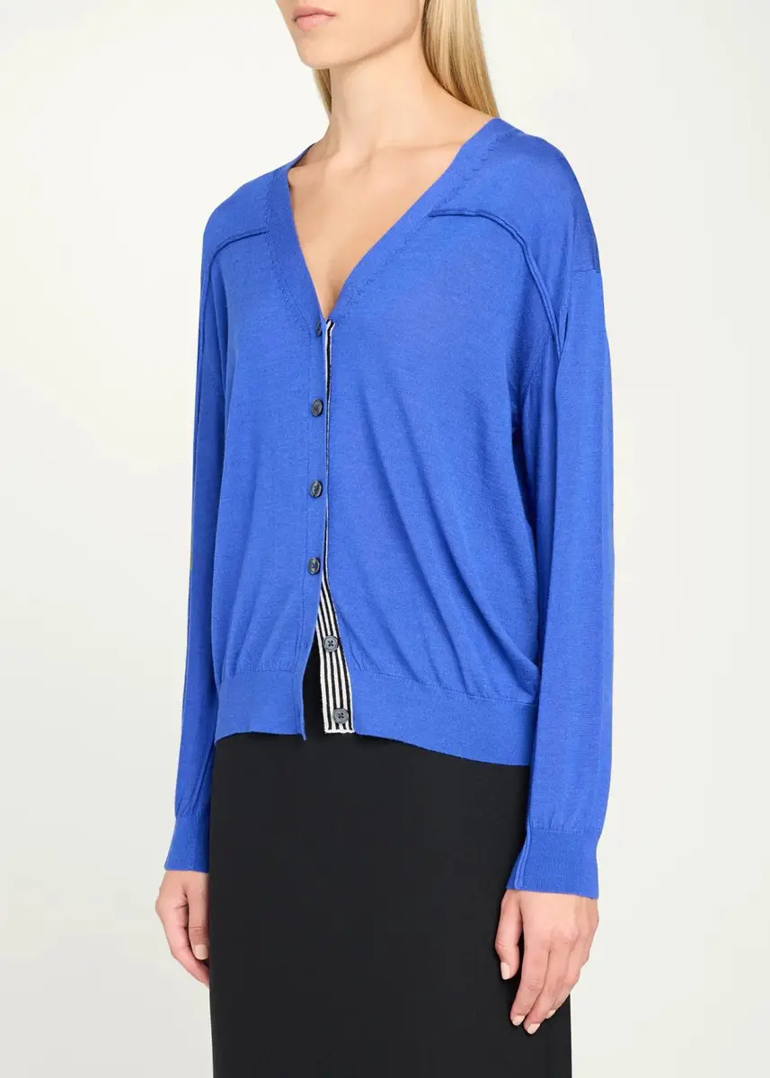 Christopher John Rogers Lightweight Silk-Blend V-Neck Cardigan | Thumbnail 4 Christopher John Rogers Lightweight Silk-Blend V-Neck Cardigan | Thumbnail 4