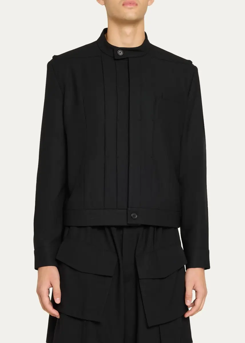 Public School Men's Franklin Band-Collar Pleated Jacket | Thumbnail 4
