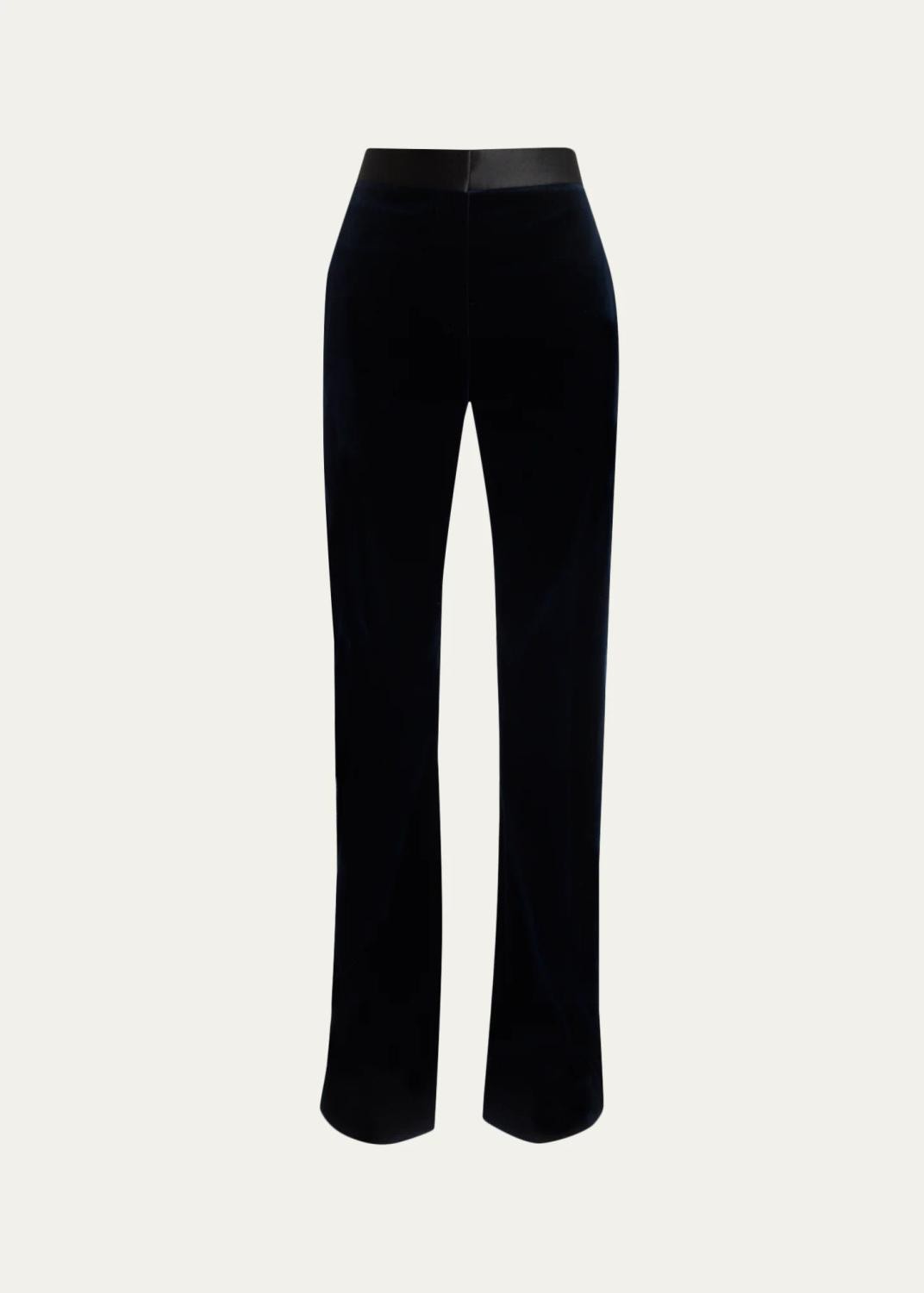 Victoria Beckham Alina Tailored Velvet Wide-Leg Trousers