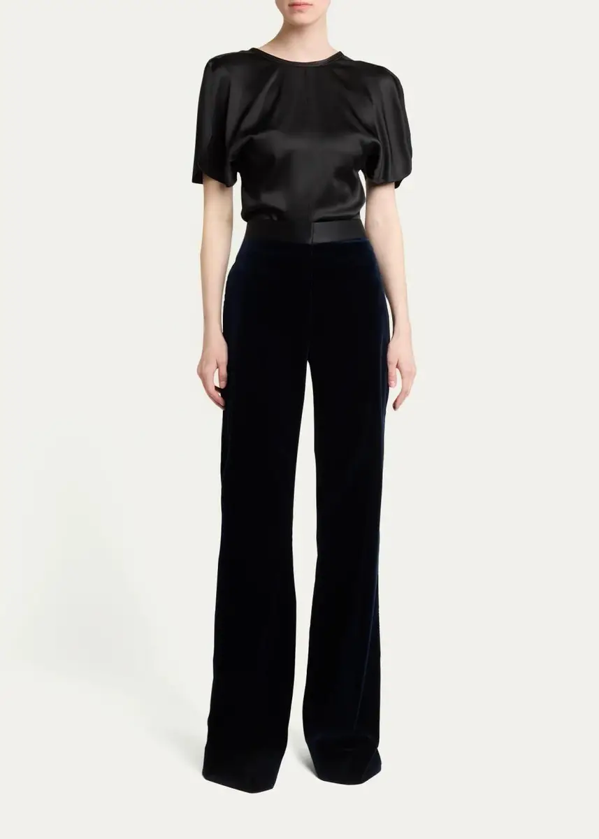 Victoria Beckham Alina Tailored Velvet Wide-Leg Trousers | Thumbnail 2 Victoria Beckham Alina Tailored Velvet Wide-Leg Trousers | Thumbnail 2
