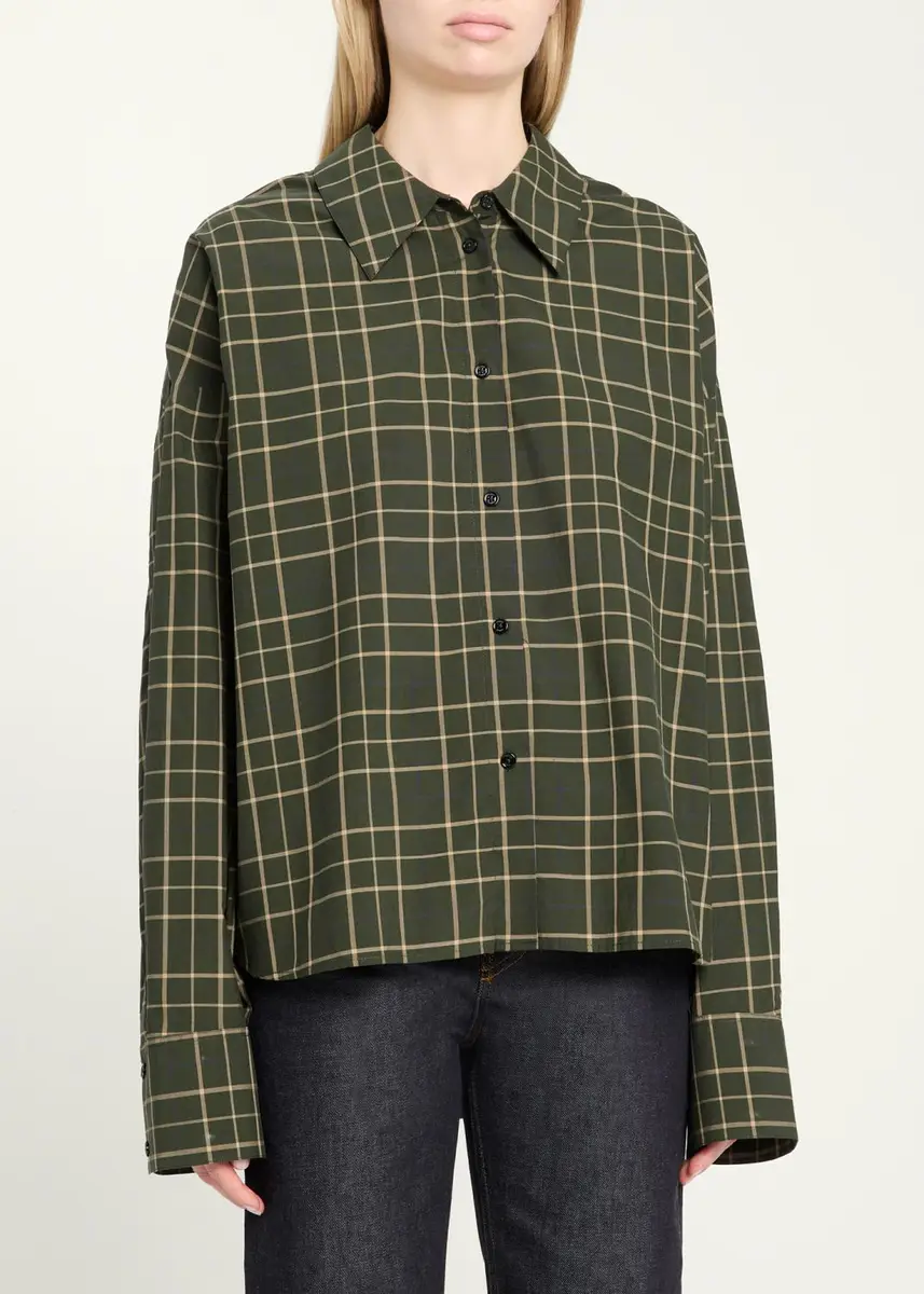 TOTEME Boxy Check Cotton Shirt | Thumbnail 4 TOTEME Boxy Check Cotton Shirt | Thumbnail 4
