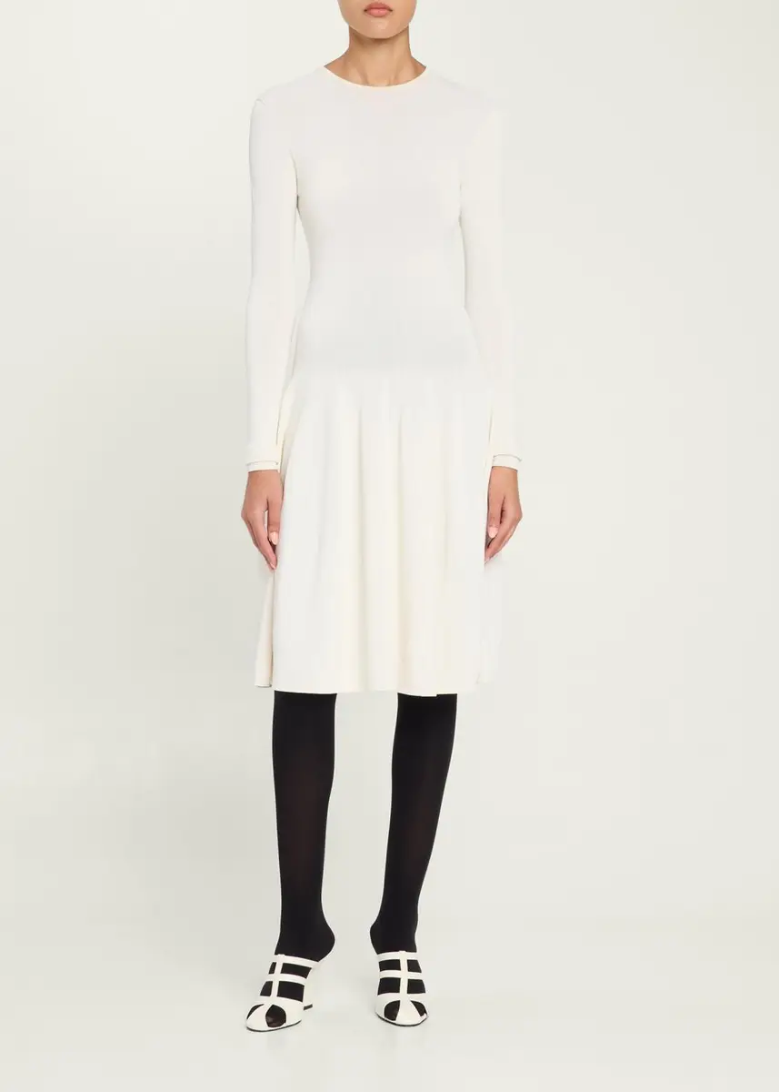 TOTEME Sculpted Knit Long-Sleeve Midi Dress | Thumbnail 2