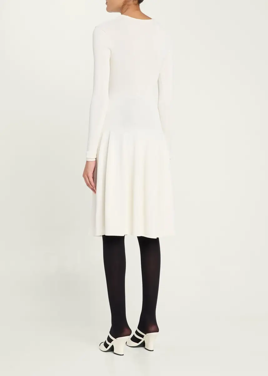 TOTEME Sculpted Knit Long-Sleeve Midi Dress | Thumbnail 3