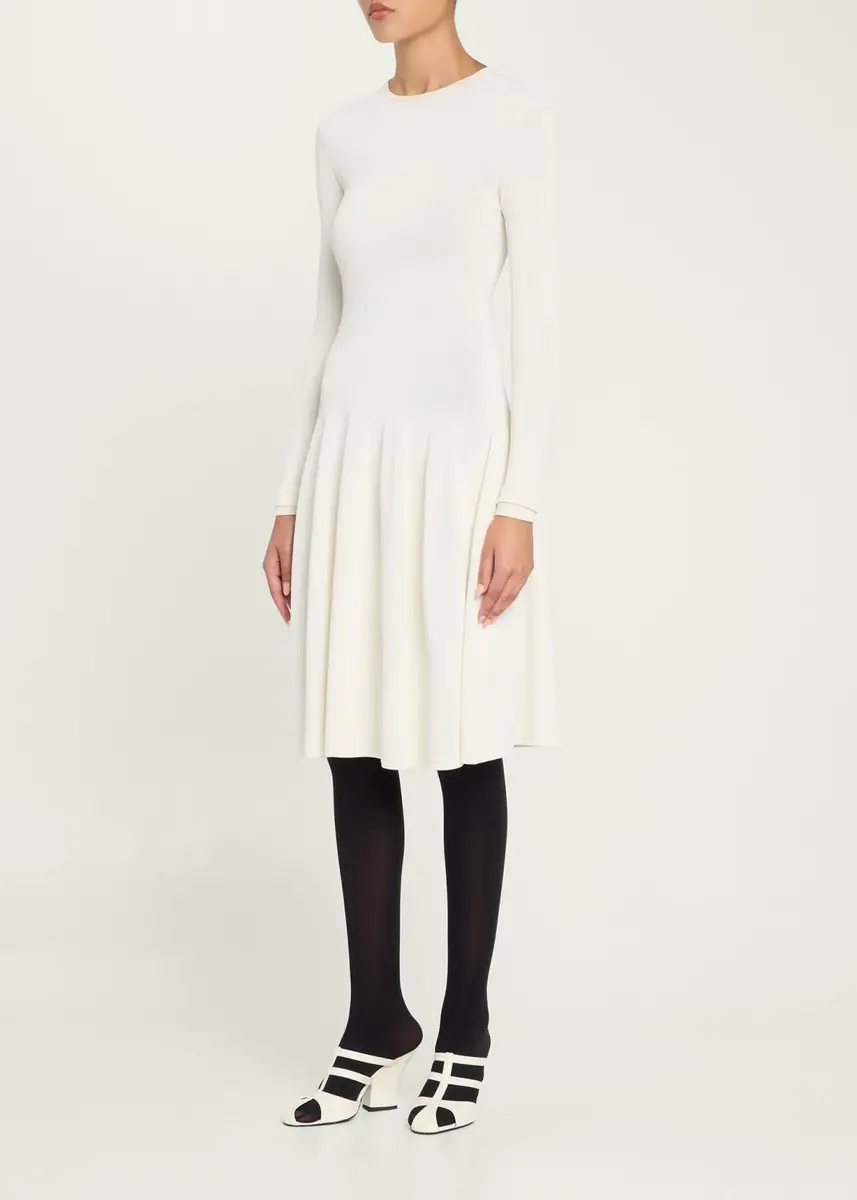 TOTEME Sculpted Knit Long-Sleeve Midi Dress | Thumbnail 4