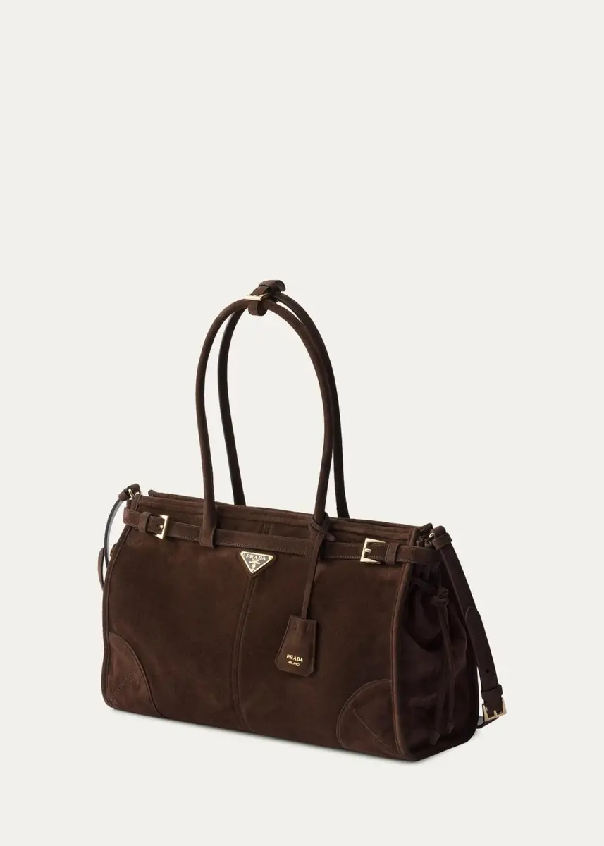 Prada Bonnie Large Suede Shoulder Bag | Thumbnail 3 Prada Bonnie Large Suede Shoulder Bag | Thumbnail 3