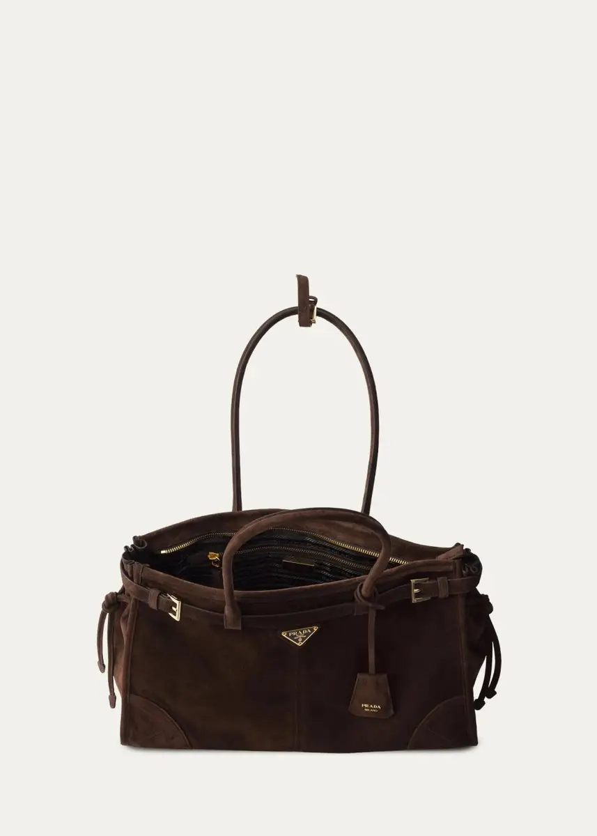 Prada Bonnie Large Suede Shoulder Bag | Thumbnail 4 Prada Bonnie Large Suede Shoulder Bag | Thumbnail 4