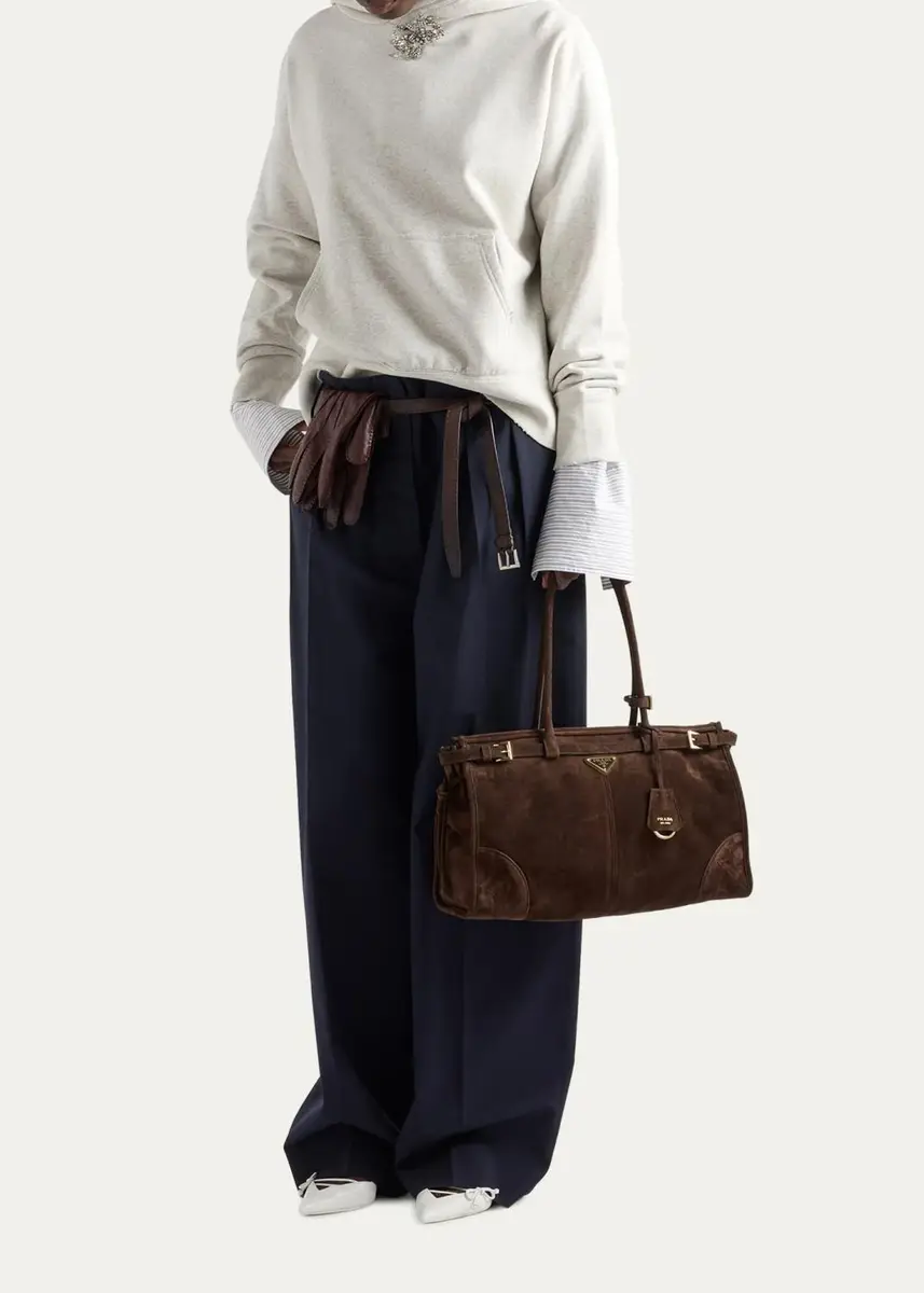 Prada Bonnie Large Suede Shoulder Bag | Thumbnail 5 Prada Bonnie Large Suede Shoulder Bag | Thumbnail 5