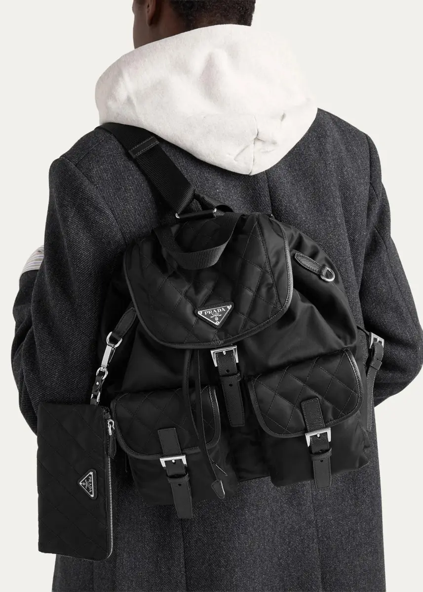Prada Vela Medium Quilted Re-Nylon Backpack | Thumbnail 2 Prada Vela Medium Quilted Re-Nylon Backpack | Thumbnail 2