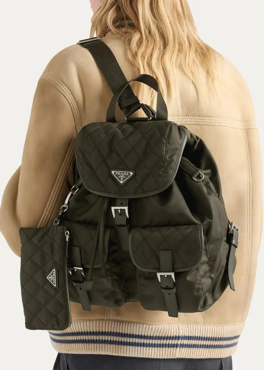 Prada Vela Medium Quilted Re-Nylon Backpack | Thumbnail 7 Prada Vela Medium Quilted Re-Nylon Backpack | Thumbnail 7