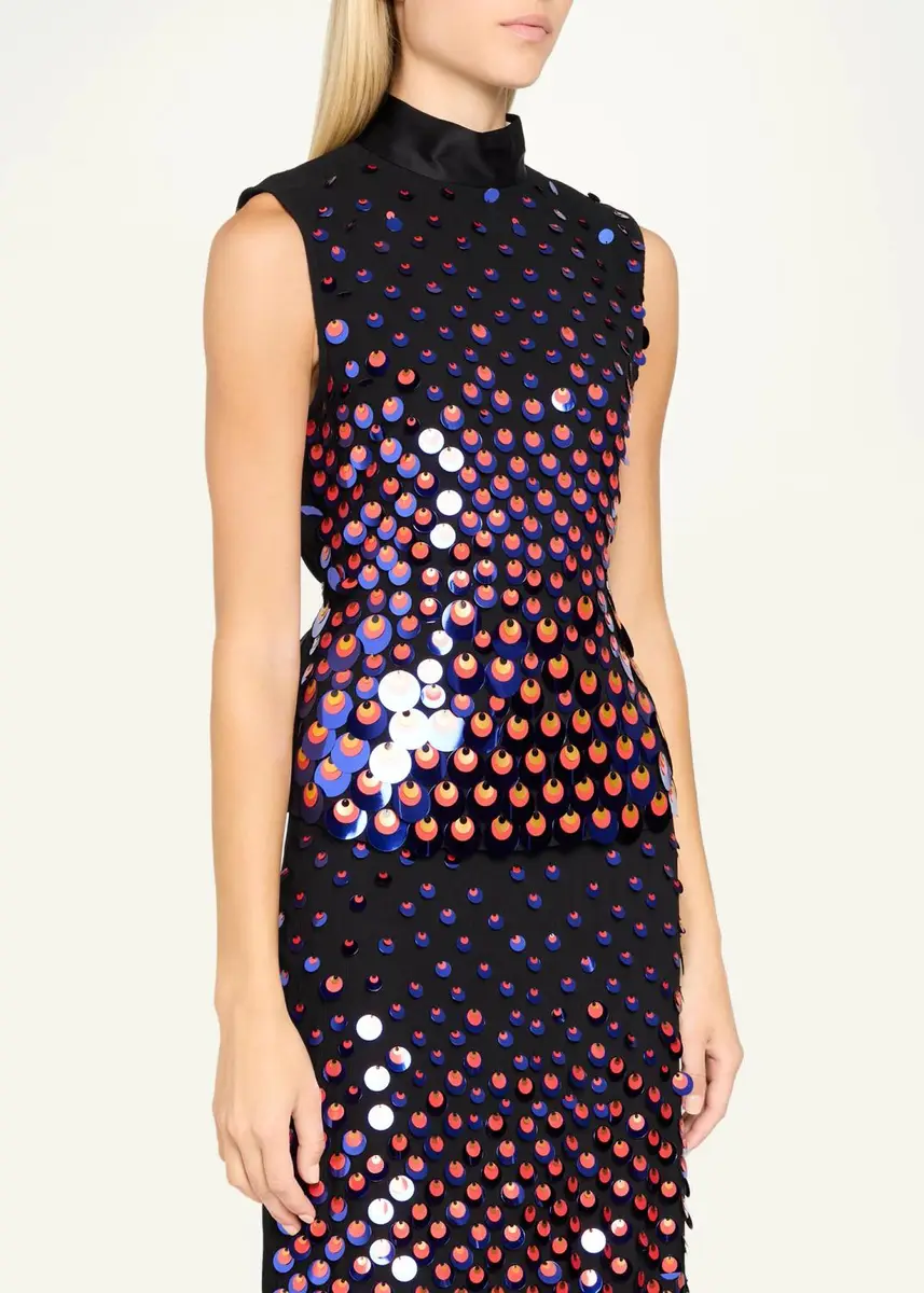 Christopher John Rogers Degrade Embellished Silk Plisse Tank Top | Thumbnail 4