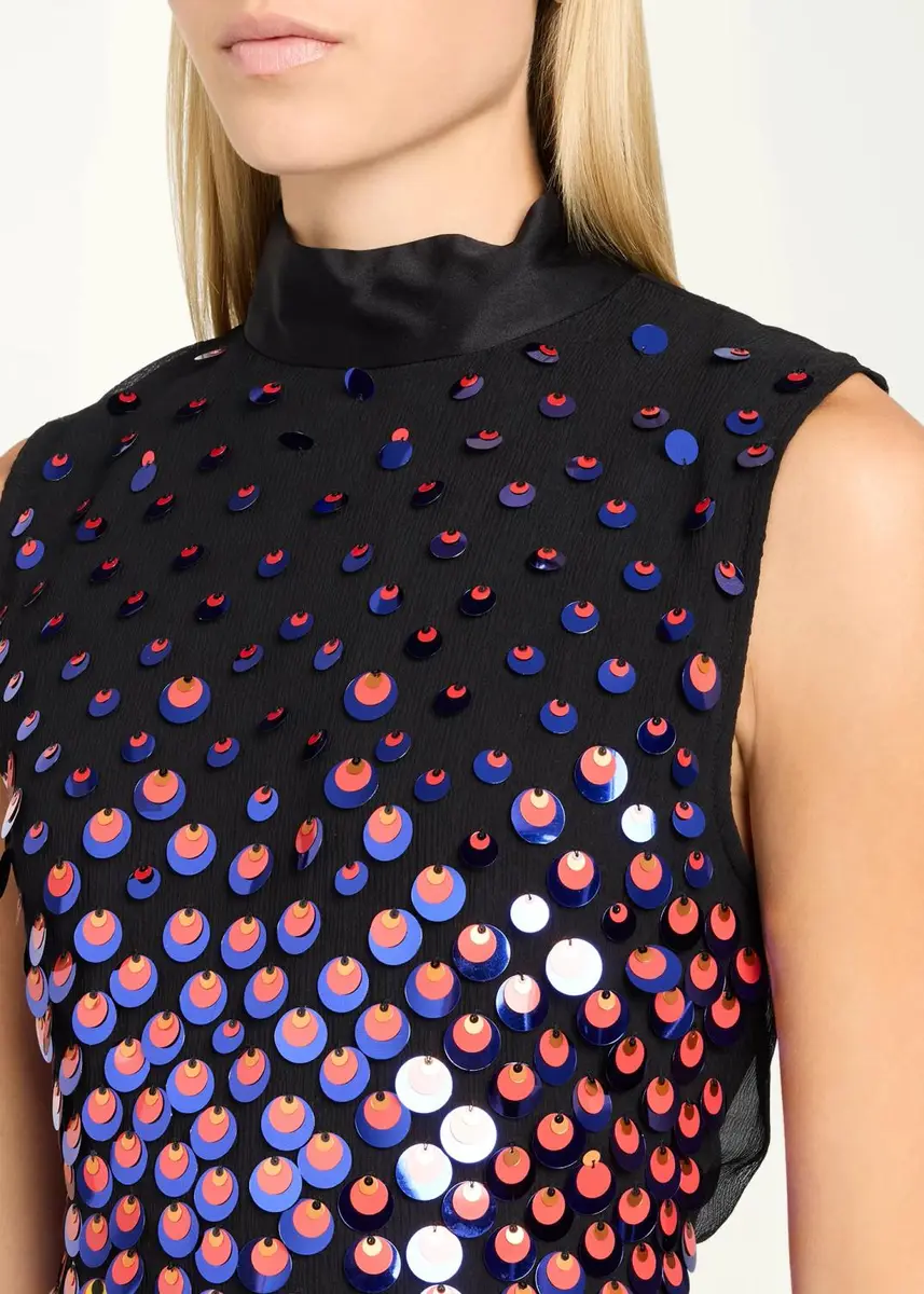 Christopher John Rogers Degrade Embellished Silk Plisse Tank Top | Thumbnail 5