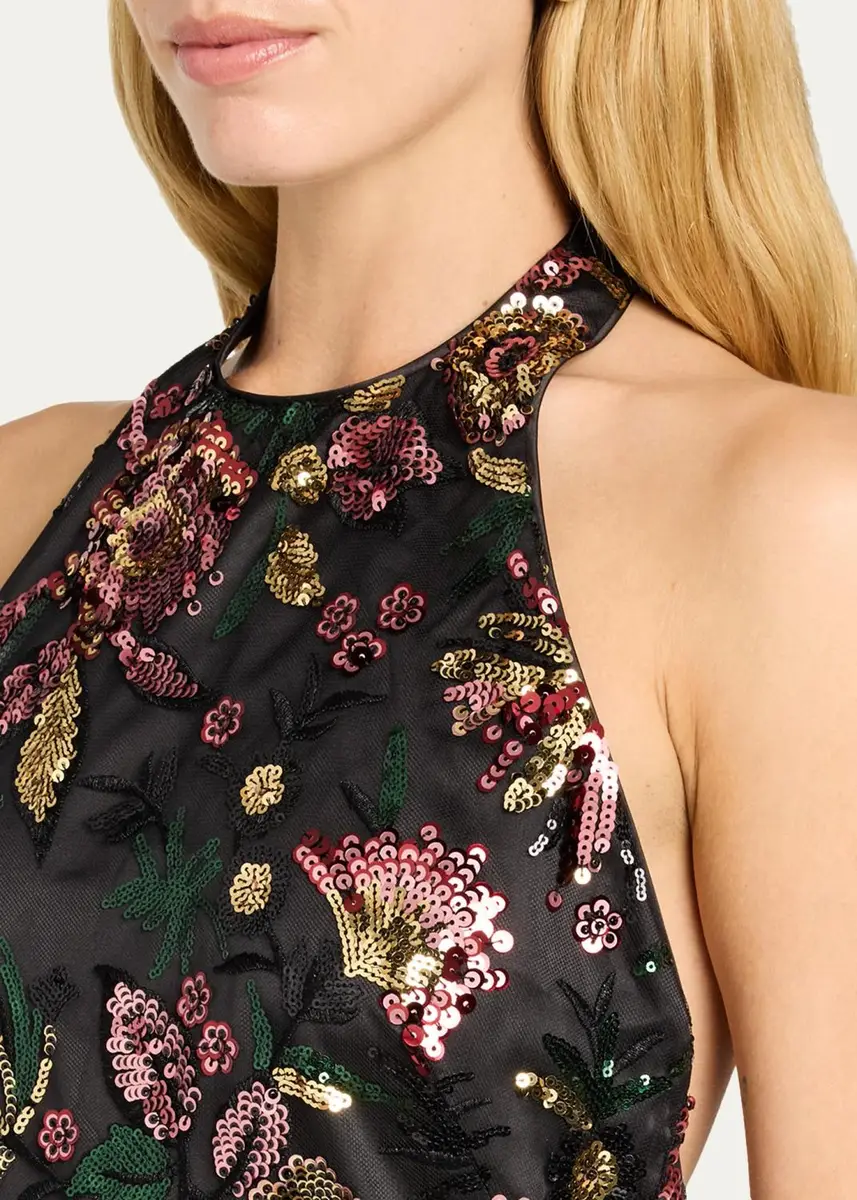 Ramy Brook Eva Floral Sequined Halterneck Mini Dress | Thumbnail 5 Ramy Brook Eva Floral Sequined Halterneck Mini Dress | Thumbnail 5