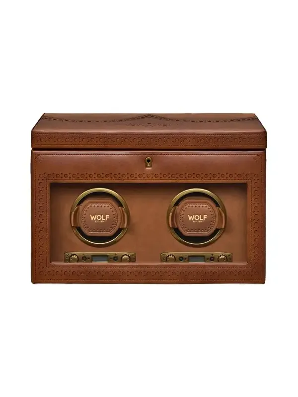 Brogue Double Watch Winder with Storage